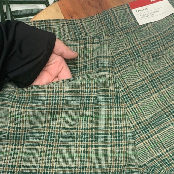 NWT Green Plaid Adult Tailored Suit Pants 30x30 - Houston White - Picture 6 of 12